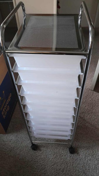 Chrome and plastic office storage unit Carousel 4
