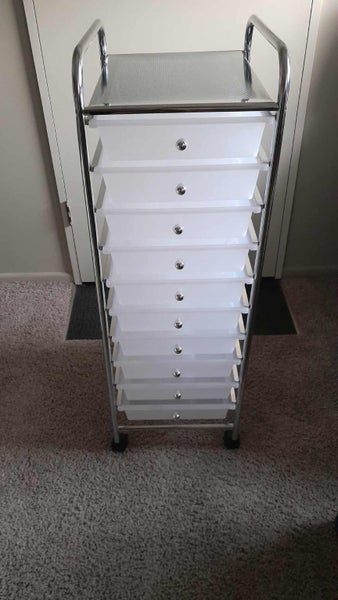 Chrome and plastic office storage unit Carousel 1