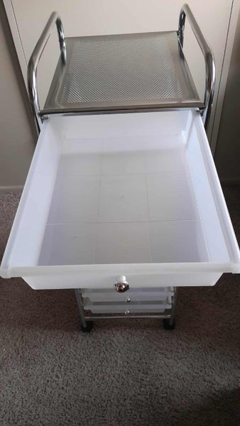 Chrome and plastic office storage unit Carousel 2