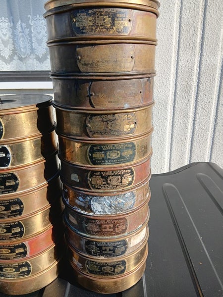 Vintage brass testing sieves x27 pieces63654997957251112