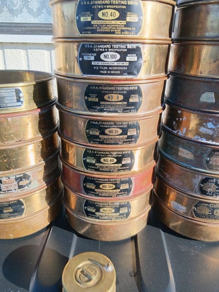 Vintage brass testing sieves x27 pieces63654997957251114