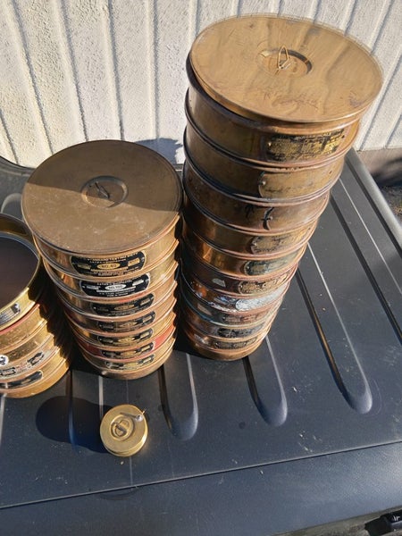 Vintage brass testing sieves x27 pieces63654997957251111