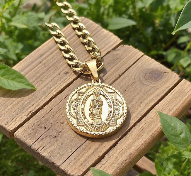 (18K Gold Filled) Virgin Mary Pendant Necklace - Chain Included NSS15ZX-5 Carousel 1