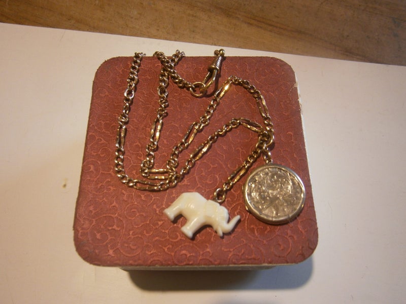 ANTQ. 9ct ROSE R.GOLD CHAIN with ORNATE LOCKET & FOB (19gms) Carousel 1