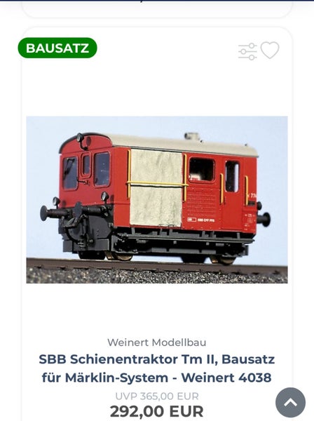 Weinert Modellbau SBB shunting tractor (the Swiss Kof), HO, AC analogue, new!64807622367234110
