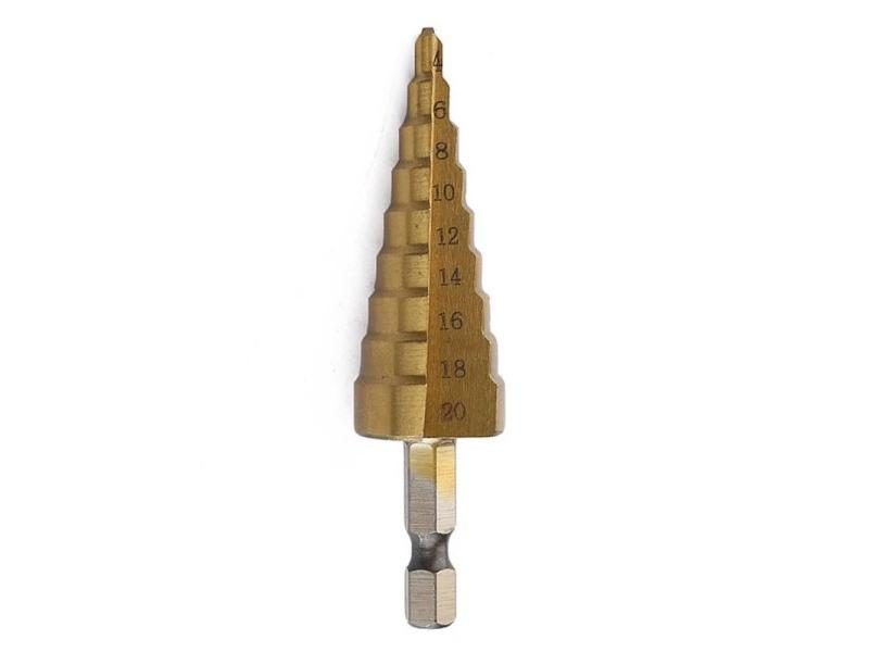 3-12mm/4-12mm/4-20mm Straight Groove Step Drill Bit HSS Titanium Coated Wood Carousel 1