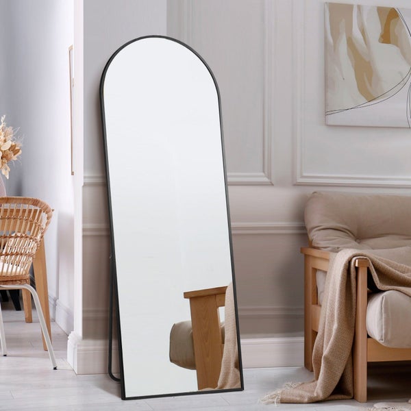 Full Length Mirror Arched Dressing Floor Mirrors Free Standing Black63731465093122110