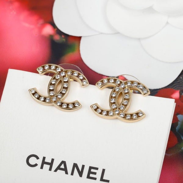Authentic Chanel Pearl Crystal Earrings in Gold Carousel 1