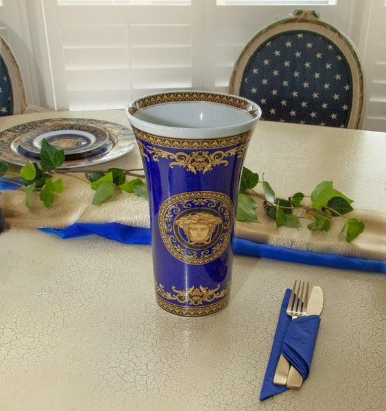 Versace Medusa Blue Rosenthal Vase Carousel 1