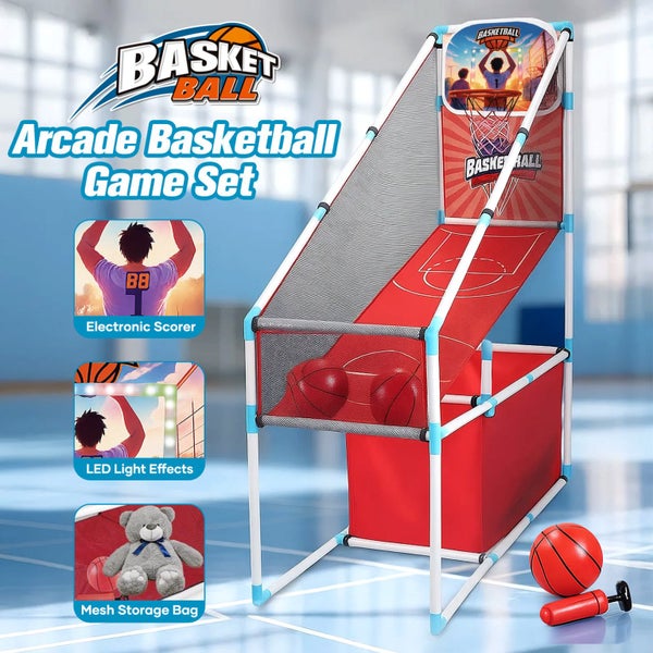 Kids Sports Arcade Basketball Hoop Game Set Electronic Scoring Carousel 2