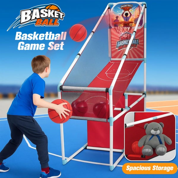 Kids Sports Arcade Basketball Hoop Game Set Electronic Scoring Carousel 1