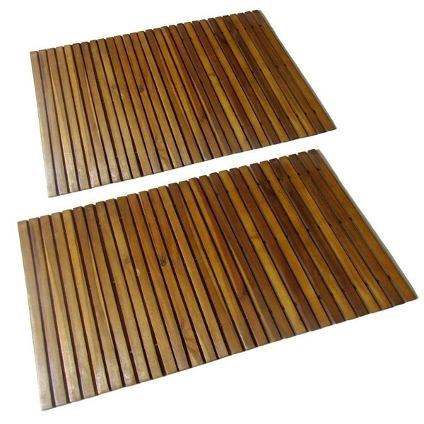 2 pcs Acacia Bath Mat 80 x 50 cm Carousel 1