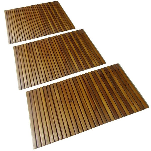 3 pcs Acacia Bath Mat 80 x 50 cm Carousel 1