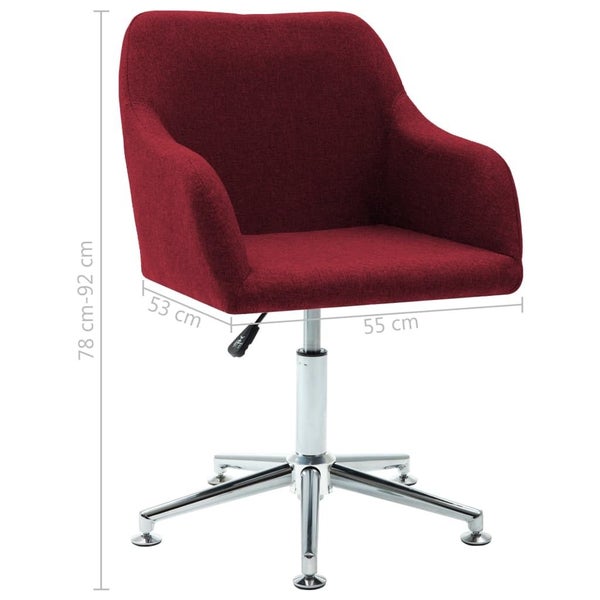 vidaXL Swivel Office Chair Wine Red Fabric Carousel 8