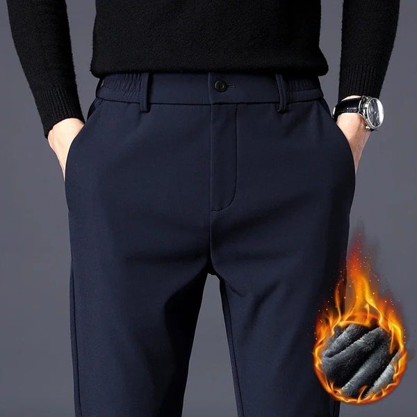 Men Pants Thicken Fleece Lined Warm Elastic Waist Outdoor Sweatpants Carousel 2