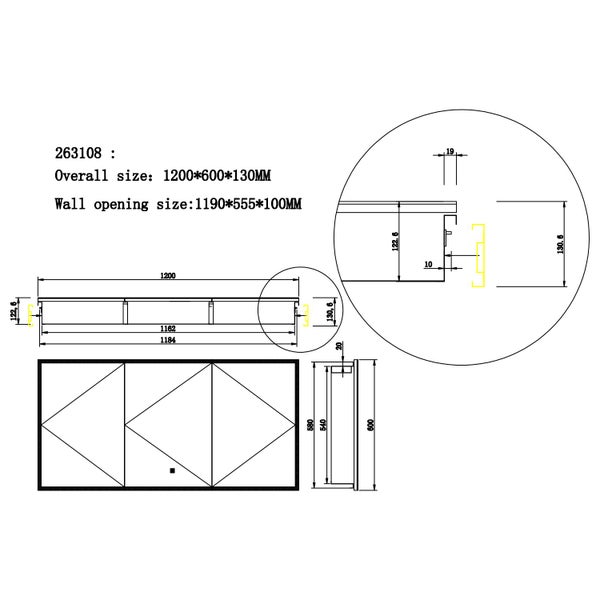LED Mirror Cabinet 1200mm - White Carousel 4
