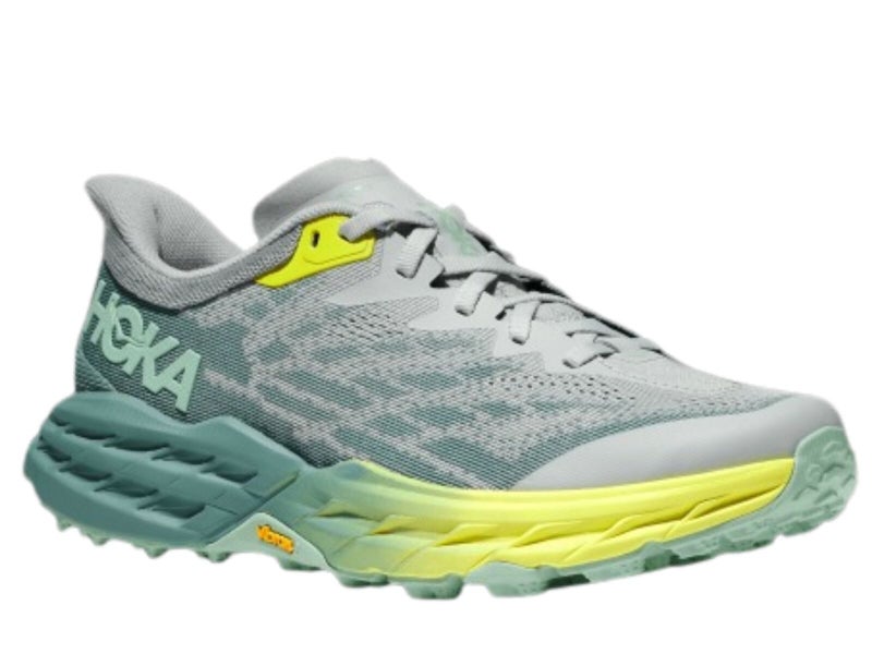 Hoka Womens Speedgoat 5 Trail Running Shoe in Mercury Trellis Size 10B Carousel 1