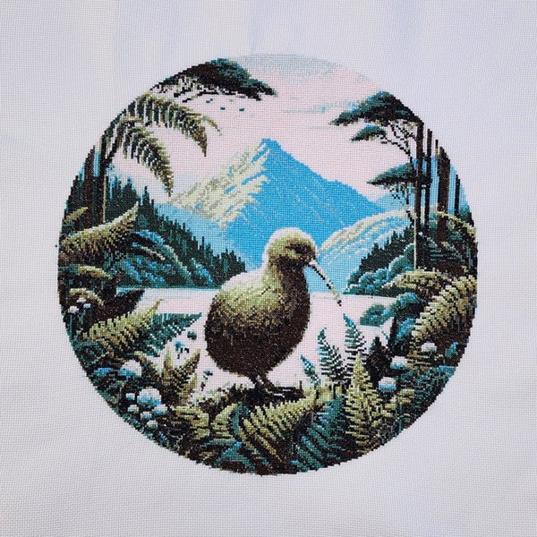 Kiwi bird finished cross stitch picture Carousel 1