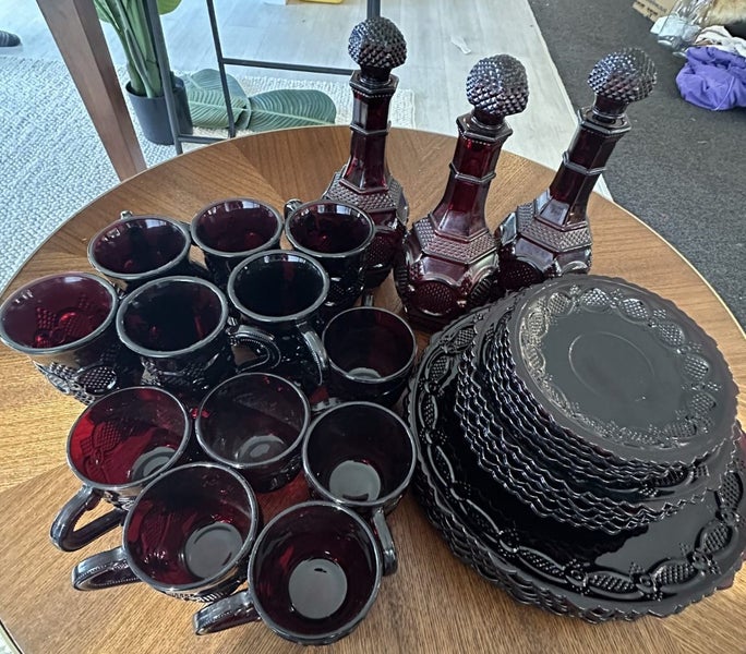 Avon Cape Cod Ruby Red 33-Piece Glassware Set (1876 Series) Carousel 1