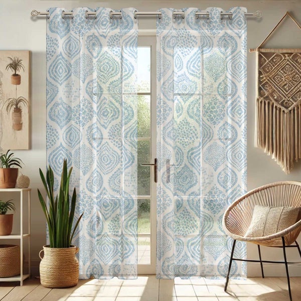 Vargottam Printed Sheer Curtains for Kitchen or Bedroom - Set of 2 Panels Carousel 2