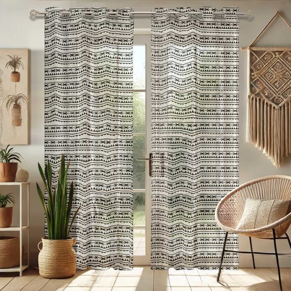Vargottam Sheer Printed Curtains for Windows - Set of 2 Panels Carousel 2