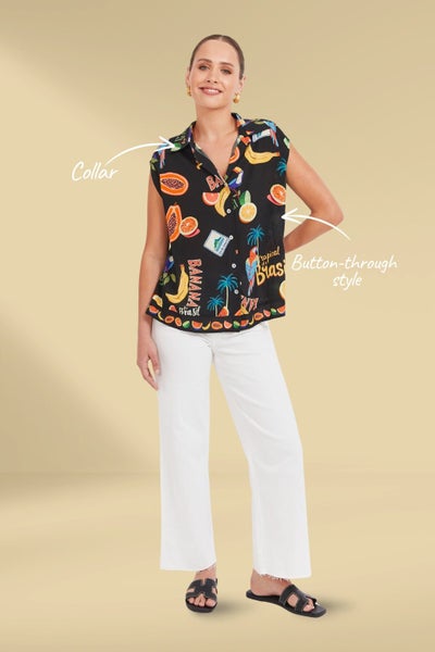 Haven Cabana Sleeveless Shirt Brasil Black Carousel 2