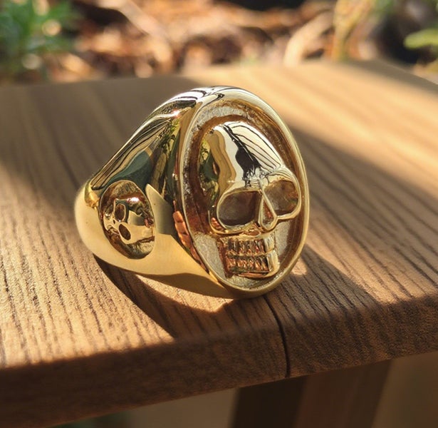 (18K Gold Filled) Skull Ring Statement Ring Gothic Steel Ring for Men RST15KL-5 Carousel 1
