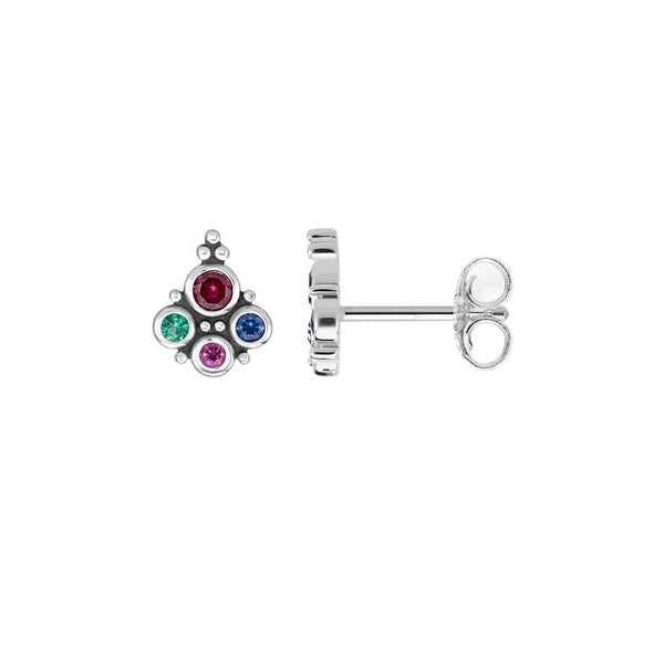 925 Sterling Silver Colourful Stones Stud Earrings Carousel 2