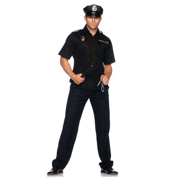 Mens Police Officer Costume Cop Fancy Dress Party Halloween Uniform Outfit Carousel 1