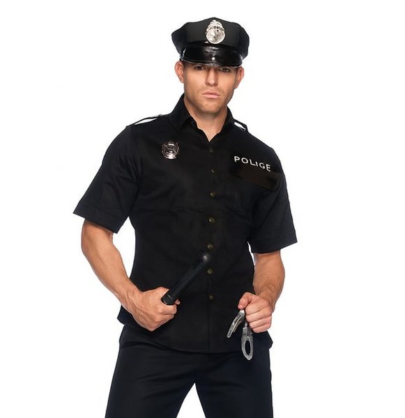 Mens Police Officer Costume Cop Fancy Dress Party Halloween Uniform Outfit Carousel 2