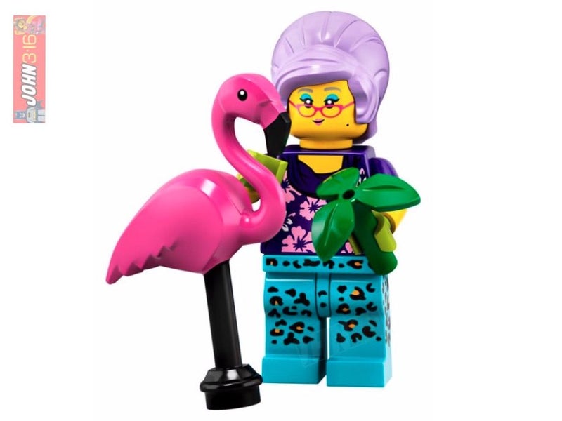 AWESOME SERIES 19 LEGO COLLECTIBLE MINIFIGURE - GARDENER with PINK FLAMINGO Carousel 1