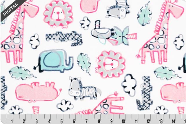 Shannon Printed Minky - Safari Dreams Digital Cuddle® Pink - 1 metre Carousel 1