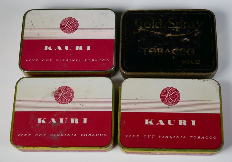 Four Vintage Tobacco Tins - Kauri & Rare Gold Spray Carousel 1