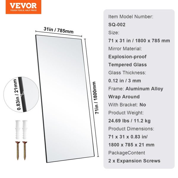Full Length Mirror 1800X785 Mm Extra Large Standing Hanging Or Leaning Rectan...63819044753922111