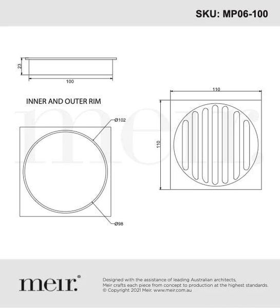 Meir Square Floor Grate Shower Drain | Brushed Nickel Carousel 3