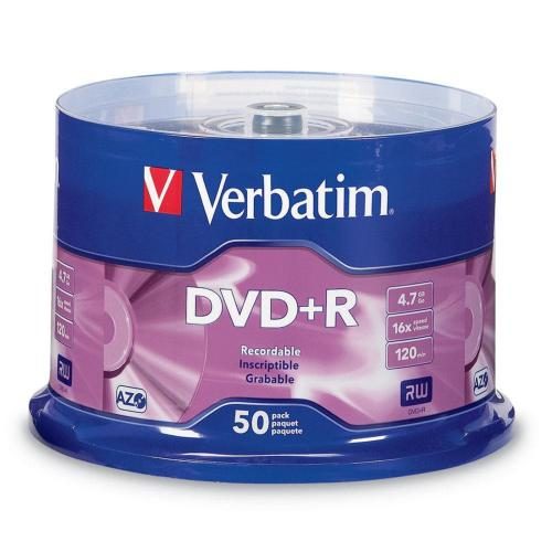 Verbatim 95037 DVD+R - 50 Pack 4.7GB 1X-16x Spindle [95037] Carousel 1