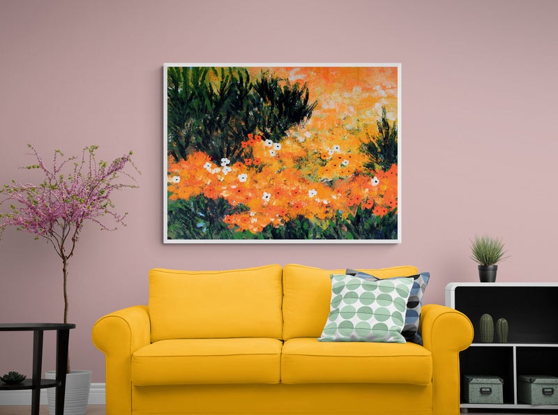 ART painting Landscape acrylic New canvas original Flower river 120x 90cm Carousel 2