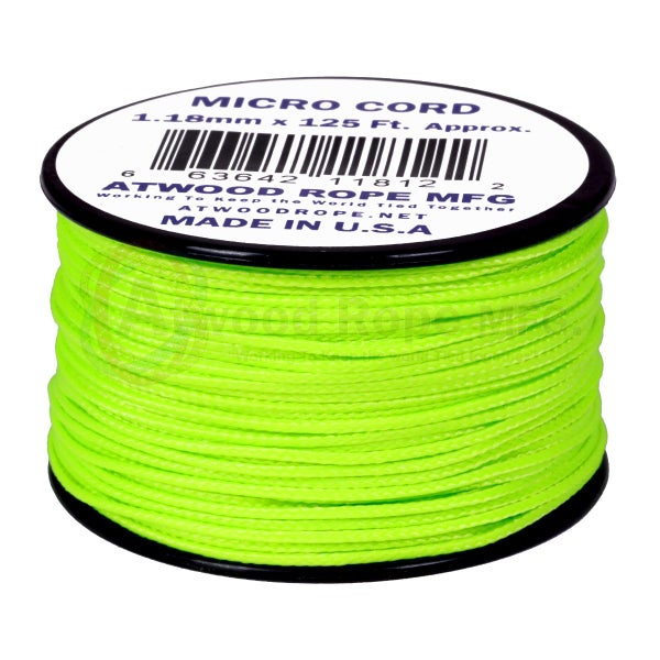 Atwood Micro Cord - Neon Green - 1.18mm - USA Made Carousel 1