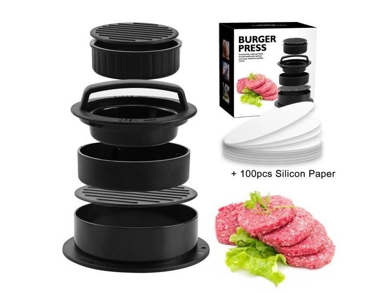 3 In 1 Hamburger Meat Press Machine Non-stick Burger Pattie Press Pork Beef Carousel 1