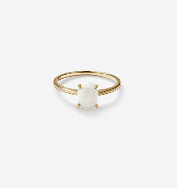 Solitaire Ring with Opal in 10kt Yellow Gold Carousel 1