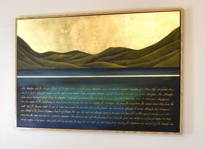 THE MAORI LEGEND OF LAKE WAKATIPU - GOLD LEAF - FLOATING FRAME - LARGE Carousel 12