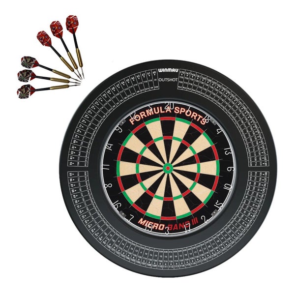 Formula Micro Band 3 Dart Board + Winmau Outshot Surround + Darts Set Carousel 1