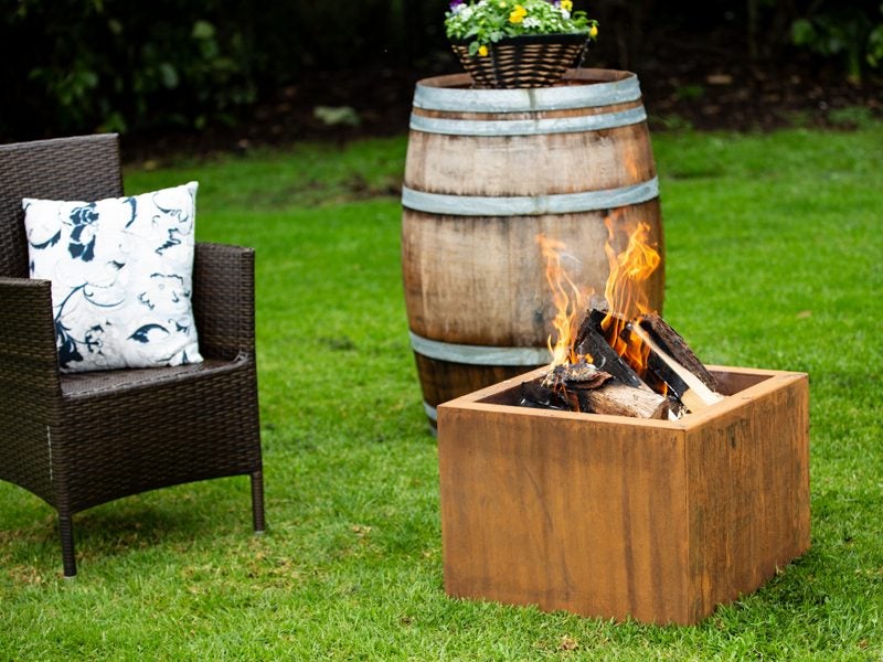 Fire Pit Brazier Bowl - Square Corten Steel 55CM Carousel 1