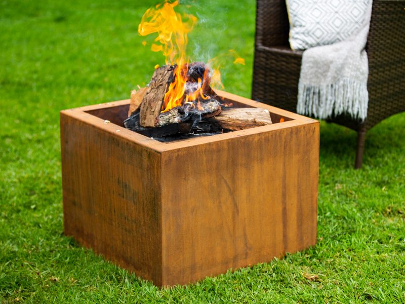 Fire Pit Brazier Bowl - Square Corten Steel 55CM Carousel 2