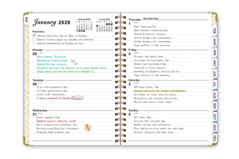 2026 Planner Monthly A5 Daily Organizer January to December Notebook -Black Carousel 2