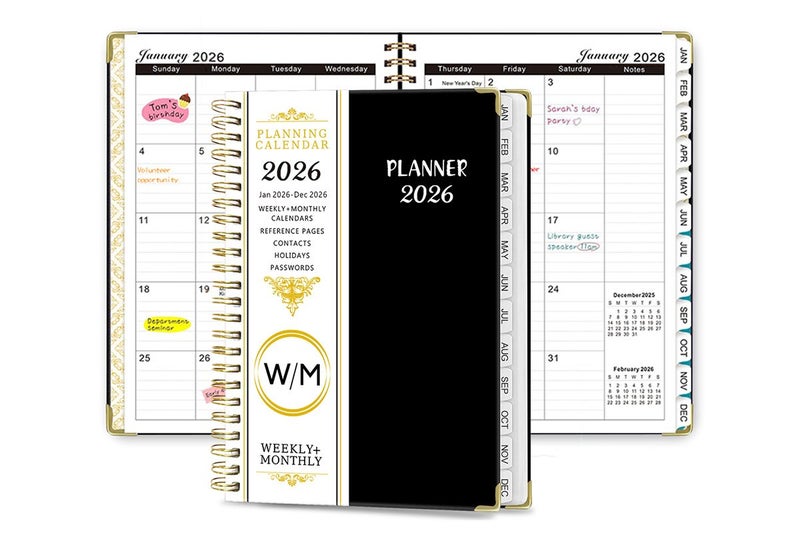 2026 Planner Monthly A5 Daily Organizer January to December Notebook -Purple Carousel 1