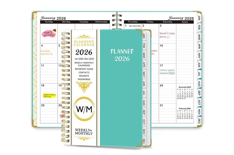 2026 Planner Weekly Monthly A5 Daily Organizer January to December Notebook-Cyan Carousel 1