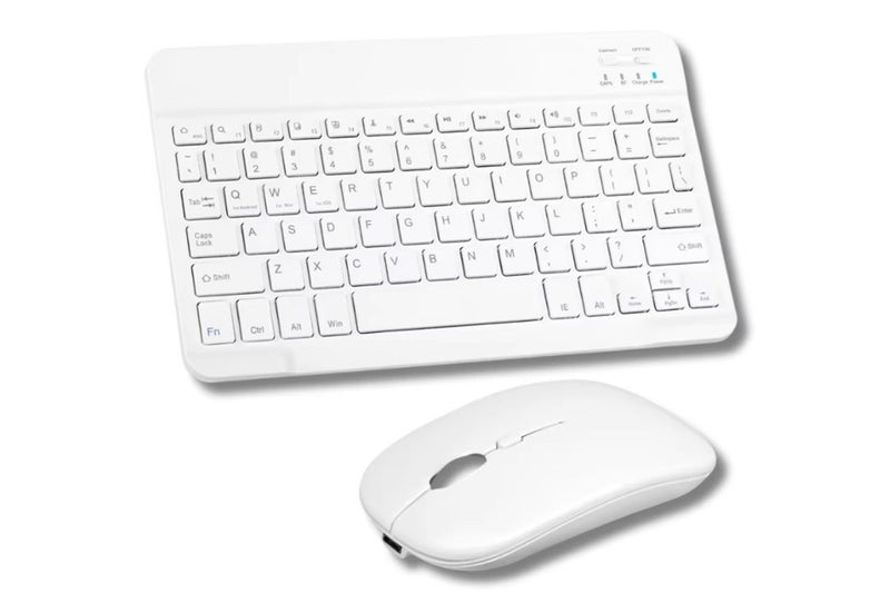 Slim Portable Wireless Bluetooth Keyboard Mouse Combo for Tablet Laptop -White Carousel 7