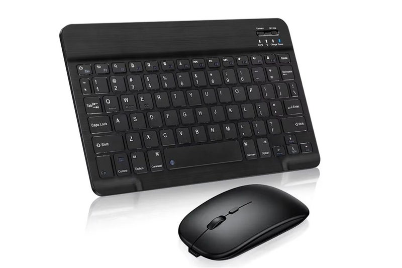 Slim Portable Wireless Bluetooth Keyboard Mouse Combo for Tablet Laptop -Black Carousel 9
