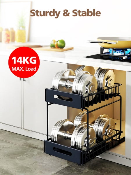 Under-Sink Pull-Out Organizer Bathroom/Kitchen Storage Black Carousel 2